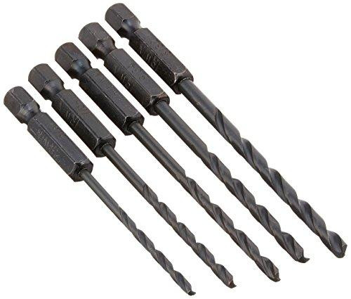 Vise Grip HAN4935642 Irwin 4935642 5-Piece Black Oxide Drill Bit Set 1/4" Hex Shank (3/32" - 5/32")
