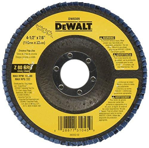 DeWalt DWTDW8309 DW8309 4-1/2" x 7/8" 80 Grit Zirconia Angle Grinder Flap Disc