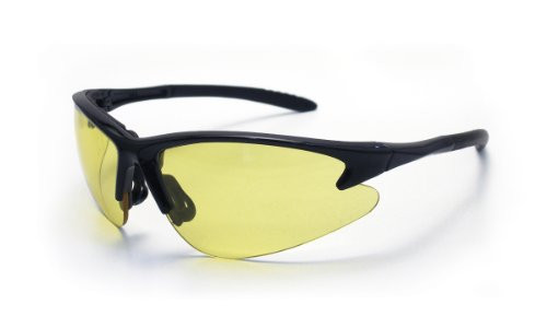 SAS Safety SAS540-0615 Safety Glasses, DB2, Wraparound Black Frame, Scratch Resistant, Anti-Fog, Yellow Lens, Carded