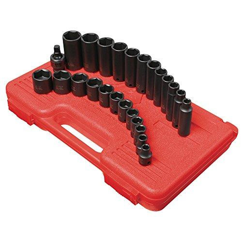 Sunex SUN3325 3325 3/8-Inch Drive SAE Master Impact Socket Set, Standard/Deep, 6-Point, Cr-Mo, 5/16-Inch - 1-Inch, 25-Piece