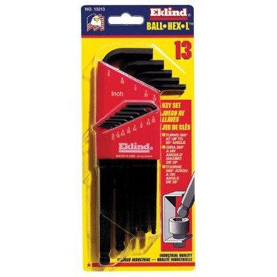 EKLIND TOOL EKL13213 Ball-Hex-L Key, 13-Piece Set, SAE, Black Oxide, Sold as 13 Each