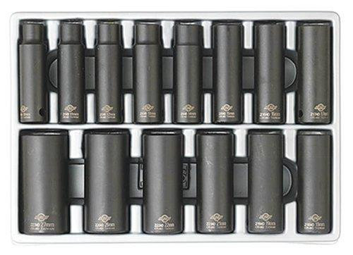 Sunex SUN2653 2653 1/2-Inch Drive Deep Metric 6 Point Impact Socket Set, 14-Piece