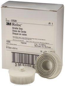 3M MMM7528 Scotch-Brite(TM) Roloc(TM) Bristle Disc 07528, Roloc Quick-Change Attachment, Ceramic Aluminum Oxide, 2" Diameter, 120 Grit, White (Pack of 10)