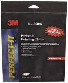 3M MMM6016 0 Perfect-It Detailing Cloths, 0, 12 in x 14 in, 6 cloths per pack