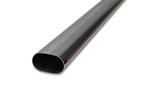 VIBRANT 13182 Performance Power Tubing, Straight, 304 Stainless Steel, Natural, 16 gauge, Nominal 3.00 in. Oval, 5 ft. Overall Length