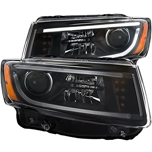 ANZO 111329 USA JEEP GRAND CHEROKEE 14-15 PROJECTOR HEADLIGHTS PLANK STYLE BLACK CLEAR