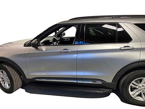 BLACK HORSE PRF576BK Off Road Black Aluminum Peerless Running Boards Compatible with 2020-2021Ford Explorer (Plastic Cover Under Floor Panel Must be Cut)