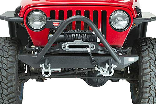FISHBONE FB22047 Offroad Jeep TJ Front Bumper W/Stinger 97-06 Wrangler TJ Rubicon and Unlimited Steel Black Textured Powdercoat Piranha Series