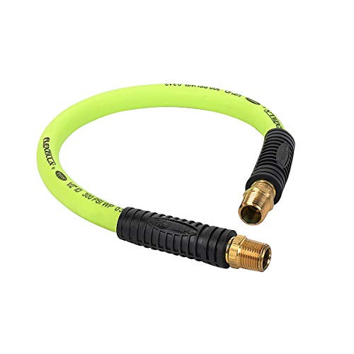 Legacy Manufacturing LMHFZ1202YW4S Flexzilla Swivel Whip Air Hose, 1/2 in. x 2 ft. (1/2 in. MNPT Swivel x 1/2 in. MNPT Ends), Heavy Duty, Lightweight, Hybrid, ZillaGreen -