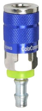 Legacy Manufacturing LMA72620CHPO-X 10 Pack Legacy ColorConnex Blue Type C Automotive 1/4" Body x 3/8" Push Lock Hose Barb Quick-Disconnect Coupler (C2-44L)