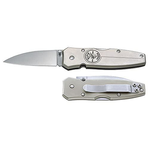 Klein Tools KLN44001-BLK Black Lightweight Lockback Knife with Black Aluminum Handle, 2-12-Inch Drop-Point Blade