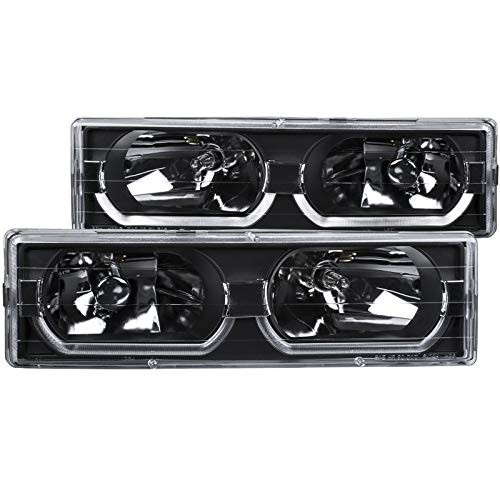 ANZO 111299 USA Black/Clear Low-Brow Style Headlight for Chevrolet Full Size Truck