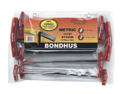Bondhus BND13187 Set of 8 Balldriver and Hex T-handles, sizes 2-10mm