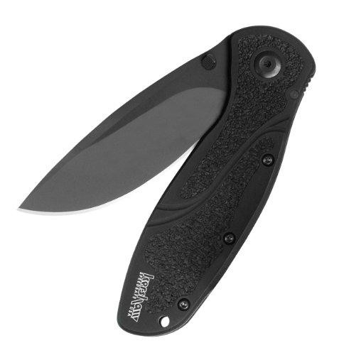 Kershaw KER1670BLK Blur Black (1670BLK) Everyday Carry Pocketknife with 3.4” Stainless Steel Drop Point Blade, DLC Coated Handle Features SpeedSafe Assisted Opening, Lanyard Hole, Reversible Pocketclip 3.9 OZ.