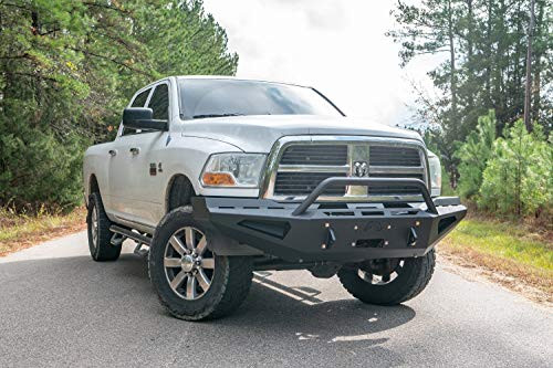 FAB FOURS R10RS29621 Red Steel Full Width Black Powder Coat Front Winch HD Bumper with Hoop
