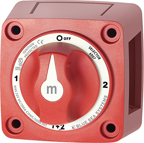 BLUE SEA SYSTEMS 6007BSS Blue Sea Systems Selector 4 Pos. m-Series Mini Selector Battery Switch - Red, 2-7/8" x 2-7/8"