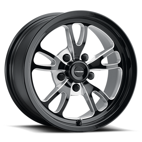 Vision Wheel 5x4.5" Patriot Gloss Black Machined Automotive Wheel Rim