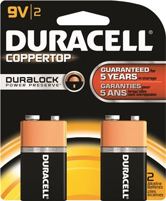 Duracell 681221  CopperTop Alkaline-Manganese Dioxide Battery Saver Pack, 9V (Case of 48 Cards, 2 Unit per Card)