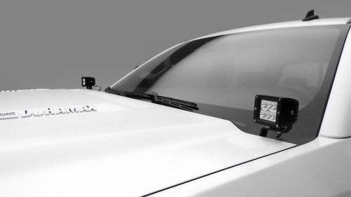 15C SILVERADO 2500/3500 HOOD HINGES LED LIGHT BAR MOUNTS W/TWO 3IN CUBE LED W