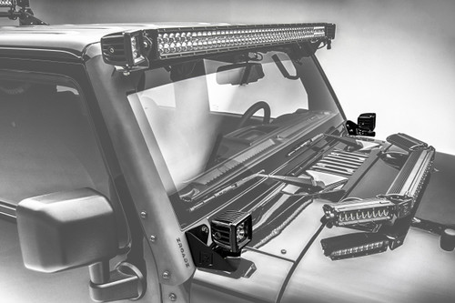 0718 WRANGLER A PILLAR LOWERPOD STYLE LED LIGHT BAR MOUNT KIT W/TWO 3IN CUBE L