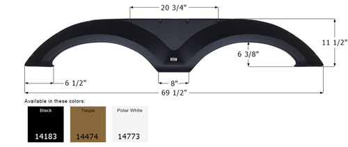 Icon 14183 Tandem Axle Fender Skirt FS4183 for Forest River - Black