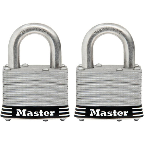 LAMINATED STAINLESS STEEL PADLOCK 2IN X 1IN  PACK OF 2