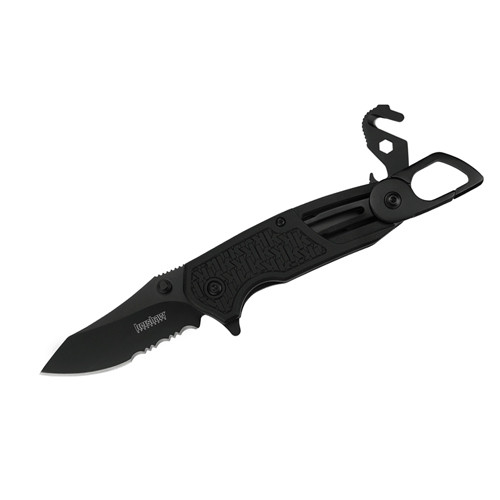 Kershaw 249266 Funxion EMT () Multifunction Folding Pocketknife 3” Partially Serrated Stainless Steel Blade Features Carabiner Clip, Cord Cutter, Screwdriver Tip, Hex Wrench, Glassbreaker Tip 4.8 OZ
