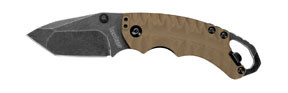 Kershaw KER-8750TTANBW Shuffle II, Tan Folding Pocketknife () 8CR13MoV BlackWash 2.6 Inch Blade Tanto Tip Nylon Handle Liner Lock Reversible Pocketclip Screwdriver Lanyard Hole Bottle Opener 3 oz