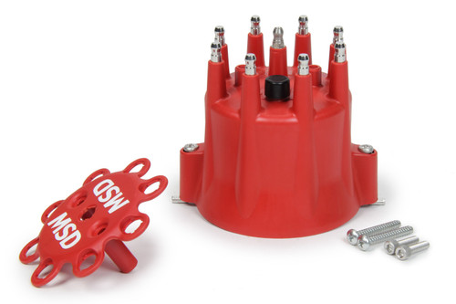 MSD MSD-28433 MSD Distributor Cap - V8 - HEI Terminals - Red - Spark Plug Wire Retainer