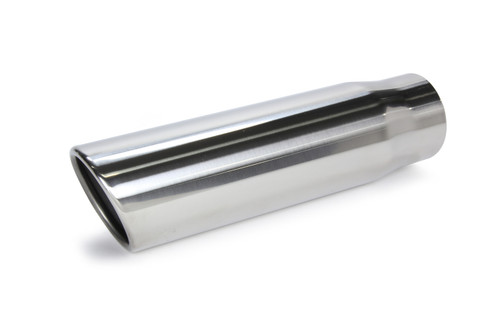 Vibrant 3in Round SS Truck/SUV Exh Tip (Single wall Angle Cut Rolled Edge) - 2.5in inlet 11in long