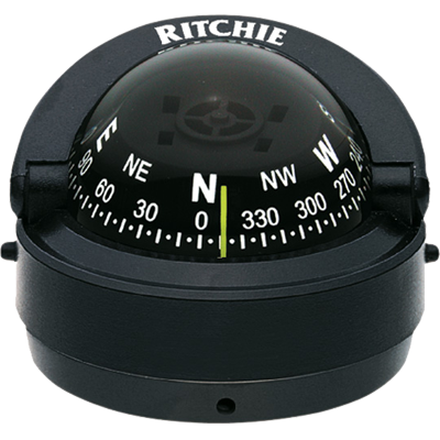 RITCHIE COMPASSES 5100520 Compass, Surface Mount, 2.75 Dial, Blk.