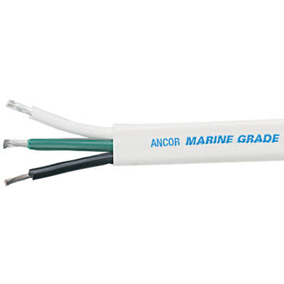 ANCOR ANC-131510 Ancor Marine Grade Electrical Duplex Tinned Boat Cable - 14 AWG, Triplex, Flat Cable, Black/Green/White, 100 Feet