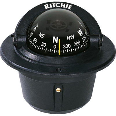 RITCHIE COMPASSES 5100468 Compass, Flush Mount, 2.75 Dial, Black