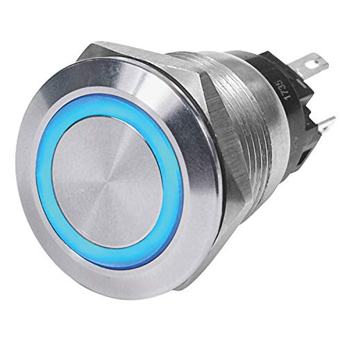 BLUE SEA 4161BSS SWITCH BUTTON SS 10A OFF-(ON) BLUE