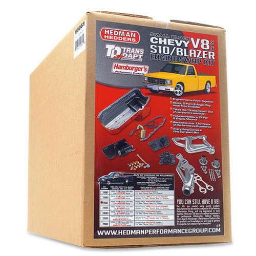 Trans-Dapt TDP44061 CHEVY V8 INTO 4WD S10/S15 ENGINE SWAP KIT; UNCOATED HEADERS FACTORY HEAD195964 PONTIAC ENGINES