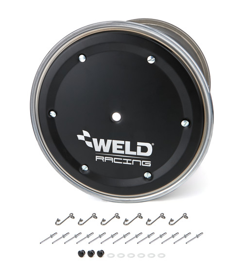 Weld Wide 5 XL Direct MT 15x14 / 5x10.25 BP / 5in. BS Polished Assembly - No BL w/Black 6-Dzus Cvr