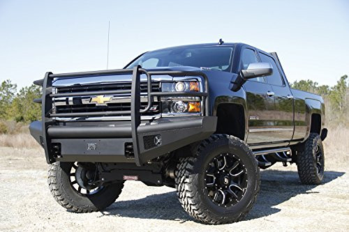 FAB FOURS CH08Q20601 Elite Front Bumper 2 Stage Black Powder Coated w/Full Grill Guard Incl. Light Cut-Outs Elite Front Bumper