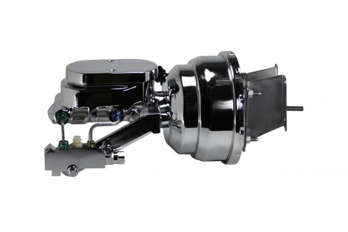 Leed Brakes LEEH96B4 8IN DUAL POWER BOOSTER 11/8IN BORE FLAT TOP MASTER DISC/DISC (CHROME)