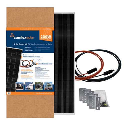Samlex America SAMSSP-200-KIT SOLAR PANEL KIT 200 WATTS WITH CABLES CONNECTORS AND MOUNTING BRACKETS