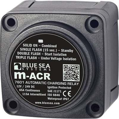 BLUE SEA SYSTEMS BS-7601 Automatic Charging Relay, 65A. 12/24V