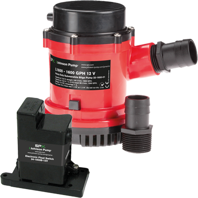 JOHNSON PUMP JP-01604-00 HD Bilge Pump 1600 GPH, w/EM Switch, 12V