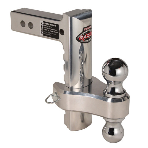 Trimax 4010232 TRZ8ALRP 8" Aluminum Adjustable Hitch with Dual Hitch Ball and Receiver Adjustment Pin