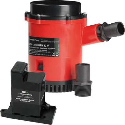 JOHNSON PUMP JP-02204-00 HD Bilge Pump 2200 GPH, w/EM Switch, 12V