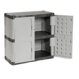 Rubbermaid 257927 Commercial 7085 Double-Door Storage Cabinet - Base 36w x 18d x 36h Gray/Black