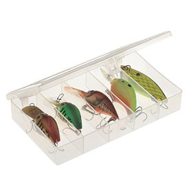 PLANO 493266 Plano StowAway & #174 5 Fixed Compartment Box , 6-1/2"L x 3-3/4"W x 1-1/8"H, Clear