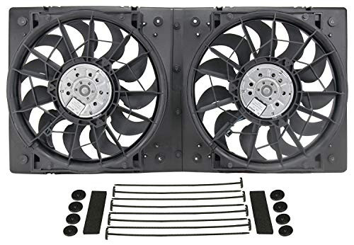 DERALE 16928 Dual Electric Fans: 4000 cfm; 1670 rpm; 50 amp draw; 28 1/2Wx13 5/8Hx3 3/16 thick