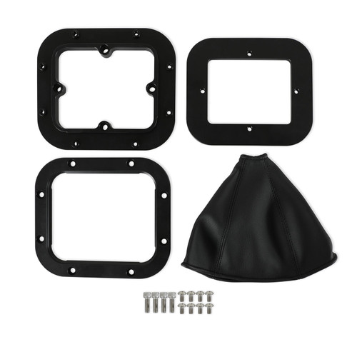 UNIVERSAL BILLET SHIFTER BOOT & BEZEL  RECTANGULAR BLACK FINISH