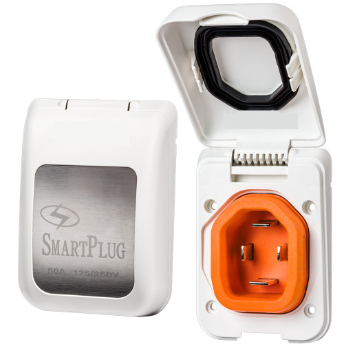 SmartPlug 50 Amp Non Metallic White Inlet - Boat &amp; RV Side