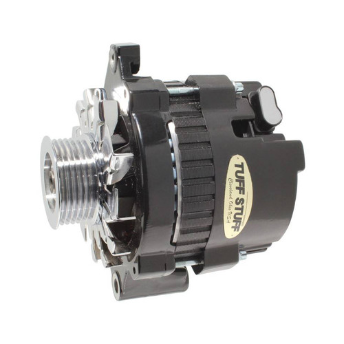 Tuff Stuff TUS7937BST6G GM ALTERNATOR MINI RACER 1WIRE OR OEM HOOKUP SIDE TERMINAL 6 GROOVE PULLEY BLACK
