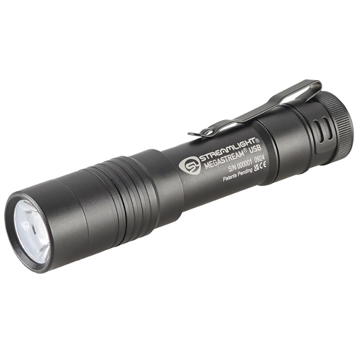 MEGASTREAM USB RECHARGEABLE FLASHLIGHT 1800 LUMEN BLACK